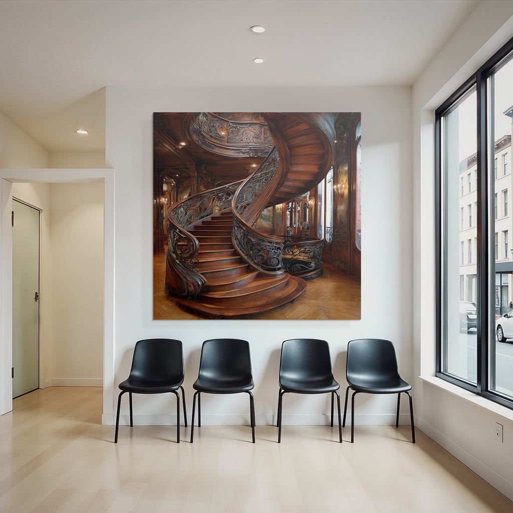 Ornate Spiral Staircase Historically Significant Interior
