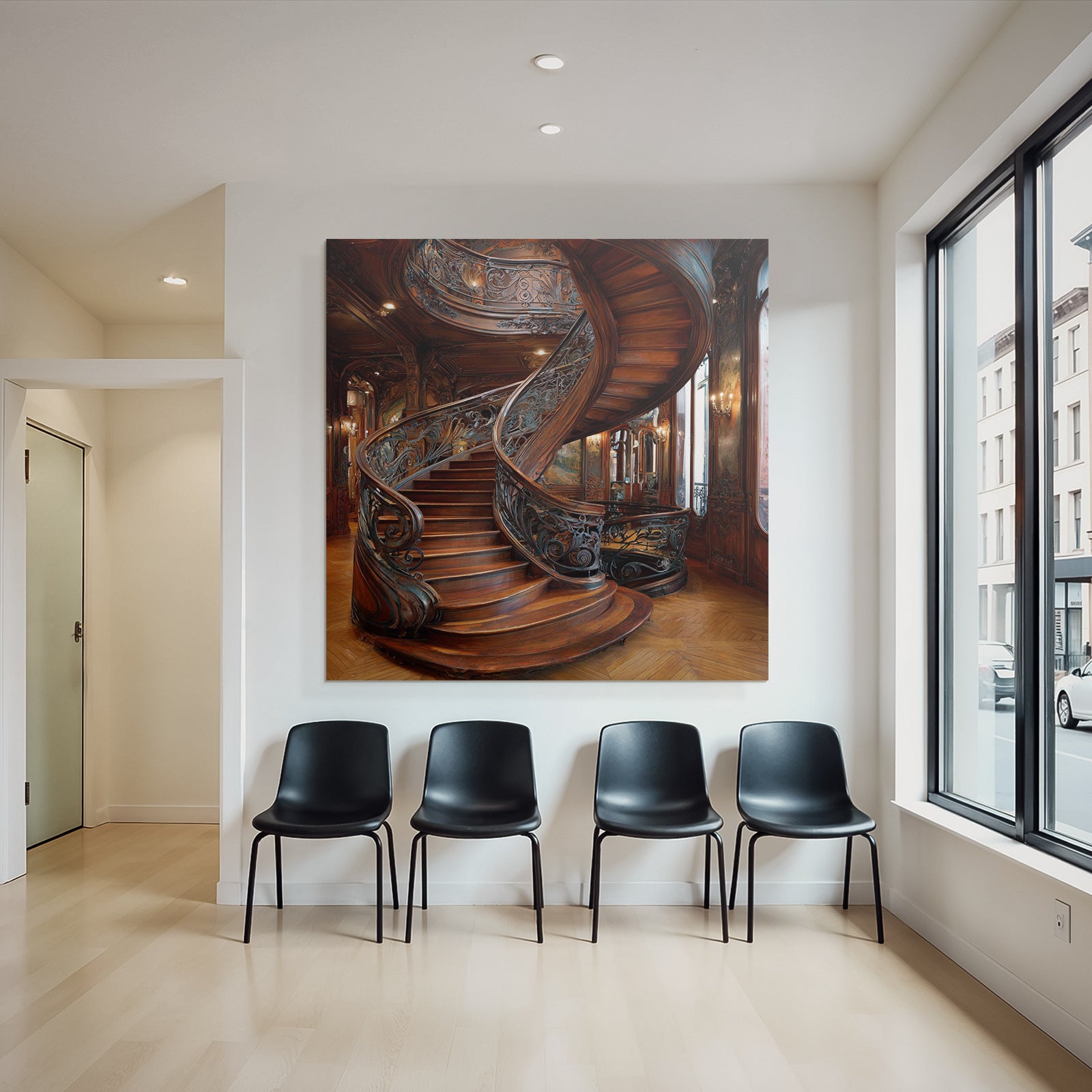 Ornate Spiral Staircase Historically Significant Interior
