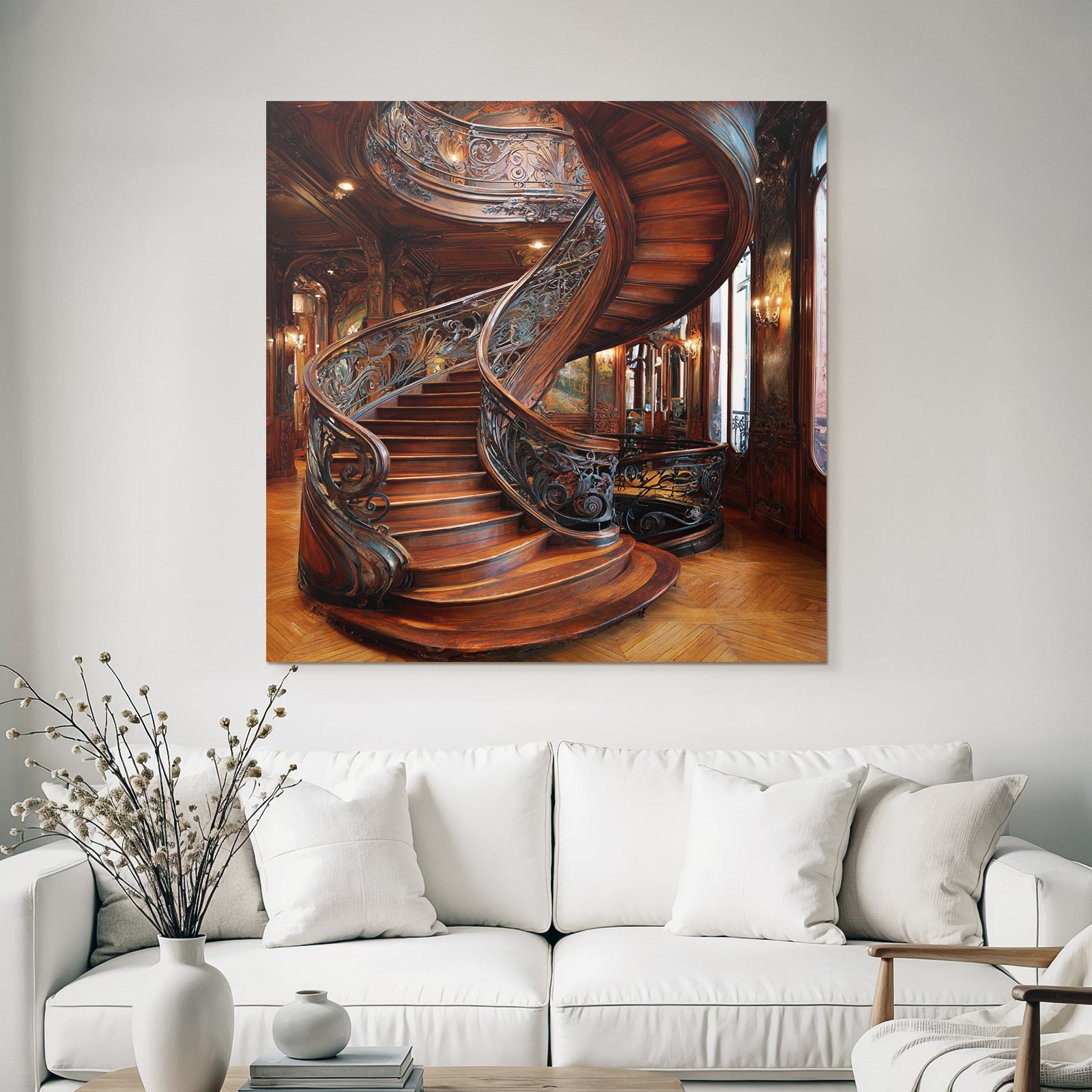 Ornate Spiral Staircase Historically Significant Interior