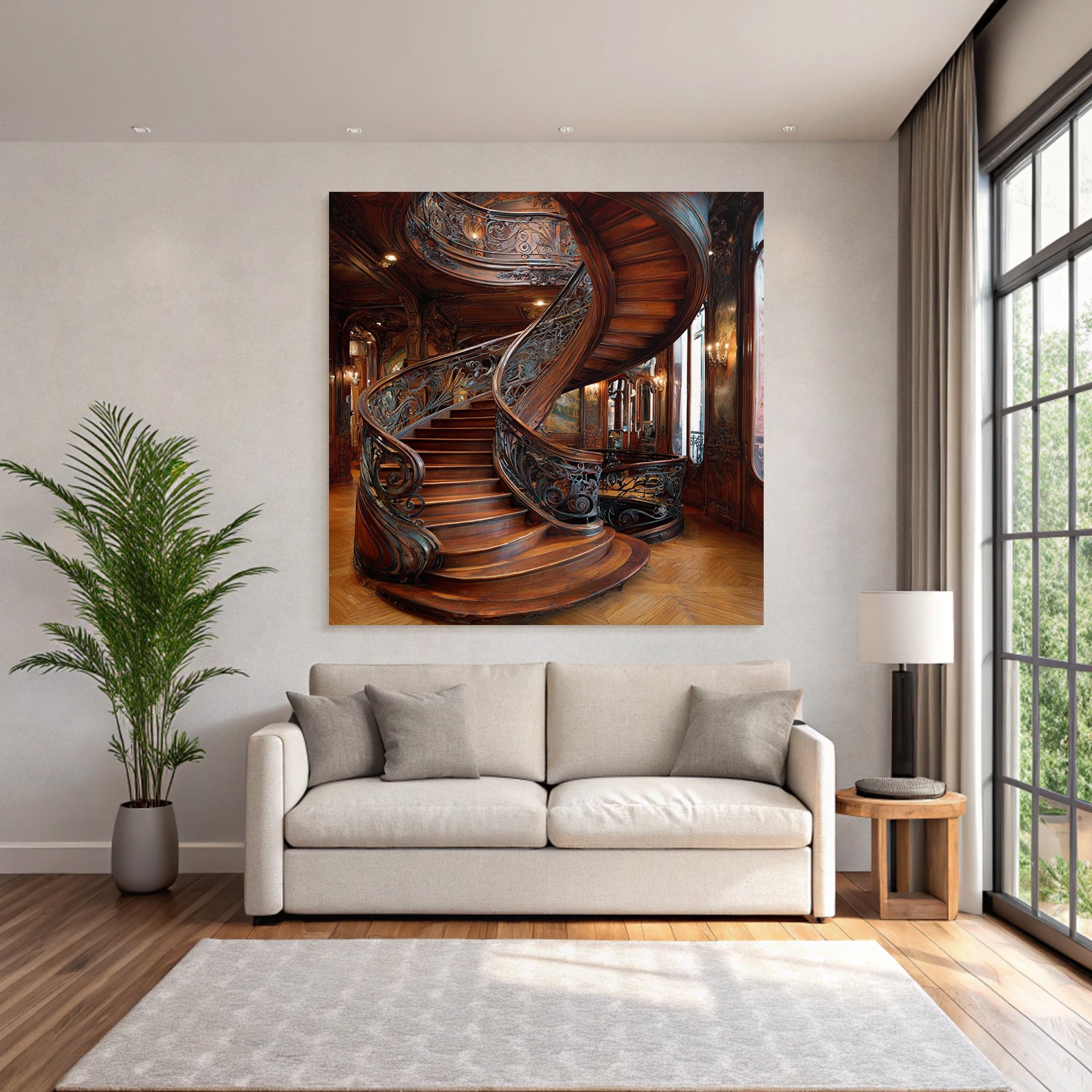 Ornate Spiral Staircase Historically Significant Interior