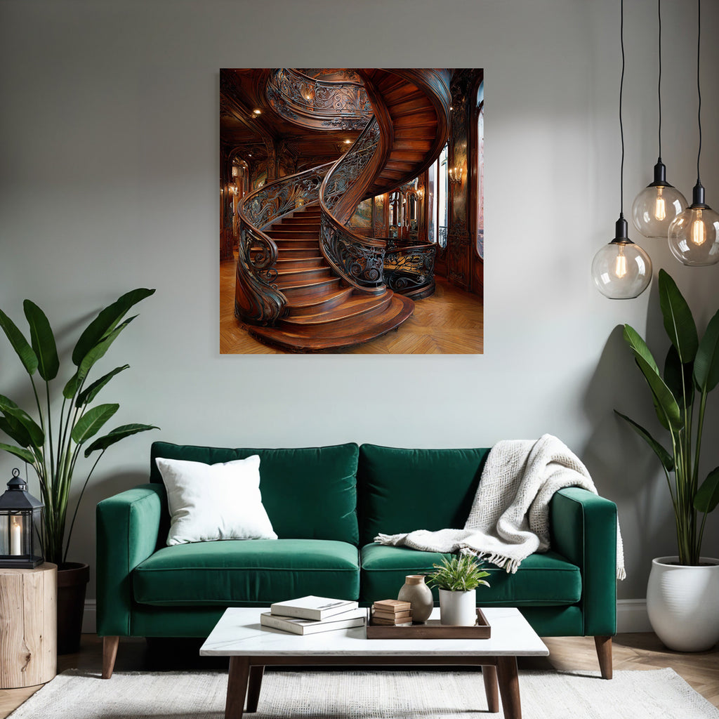 Ornate Spiral Staircase Historically Significant Interior