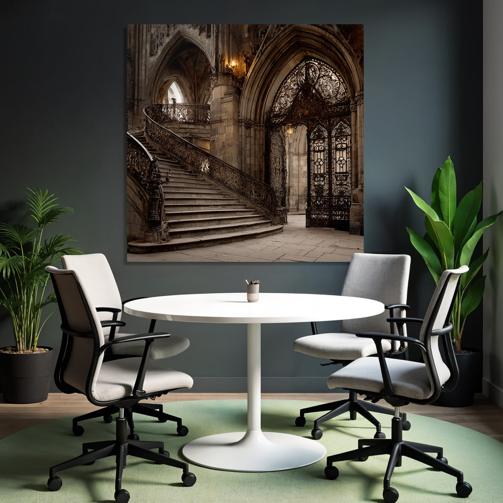 Ornate Treppe Curved Design Mit Gate Historische Elegant Grandios