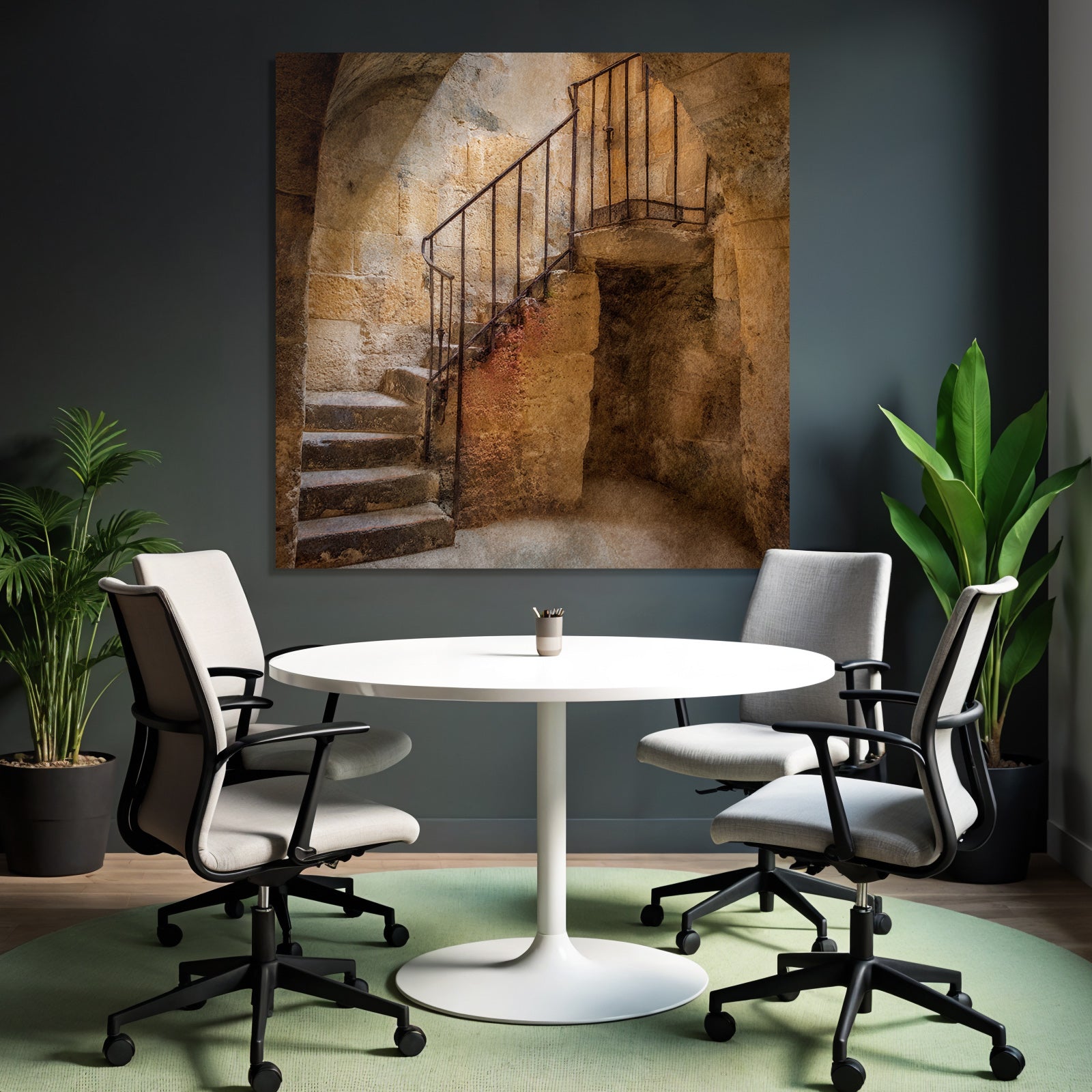 Steinstruktur Innenraum Mit Treppe Altbau
