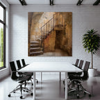 Steinstruktur Innenraum Mit Treppe Altbau