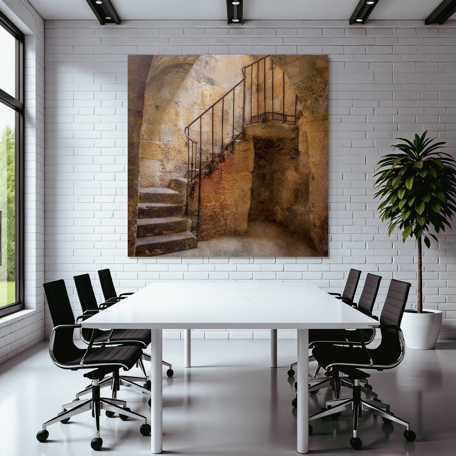 Steinstruktur Innenraum Mit Treppe Altbau