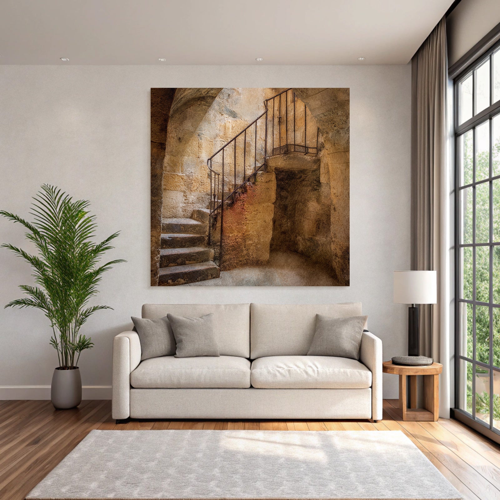 Steinstruktur Innenraum Mit Treppe Altbau