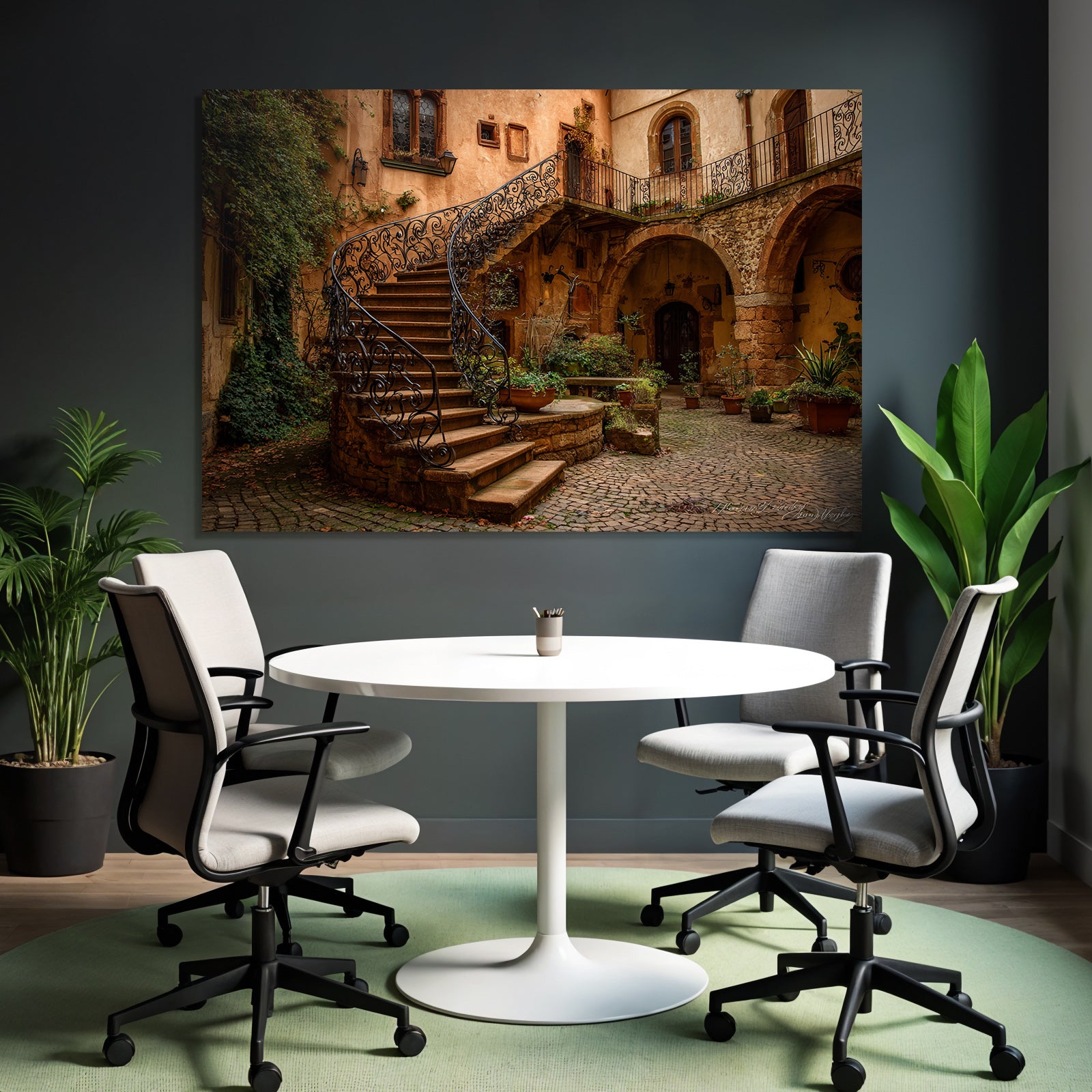 Charmanter Innenhof Mit Spiraltreppe Und W Lettert Journal Appel Plantzen