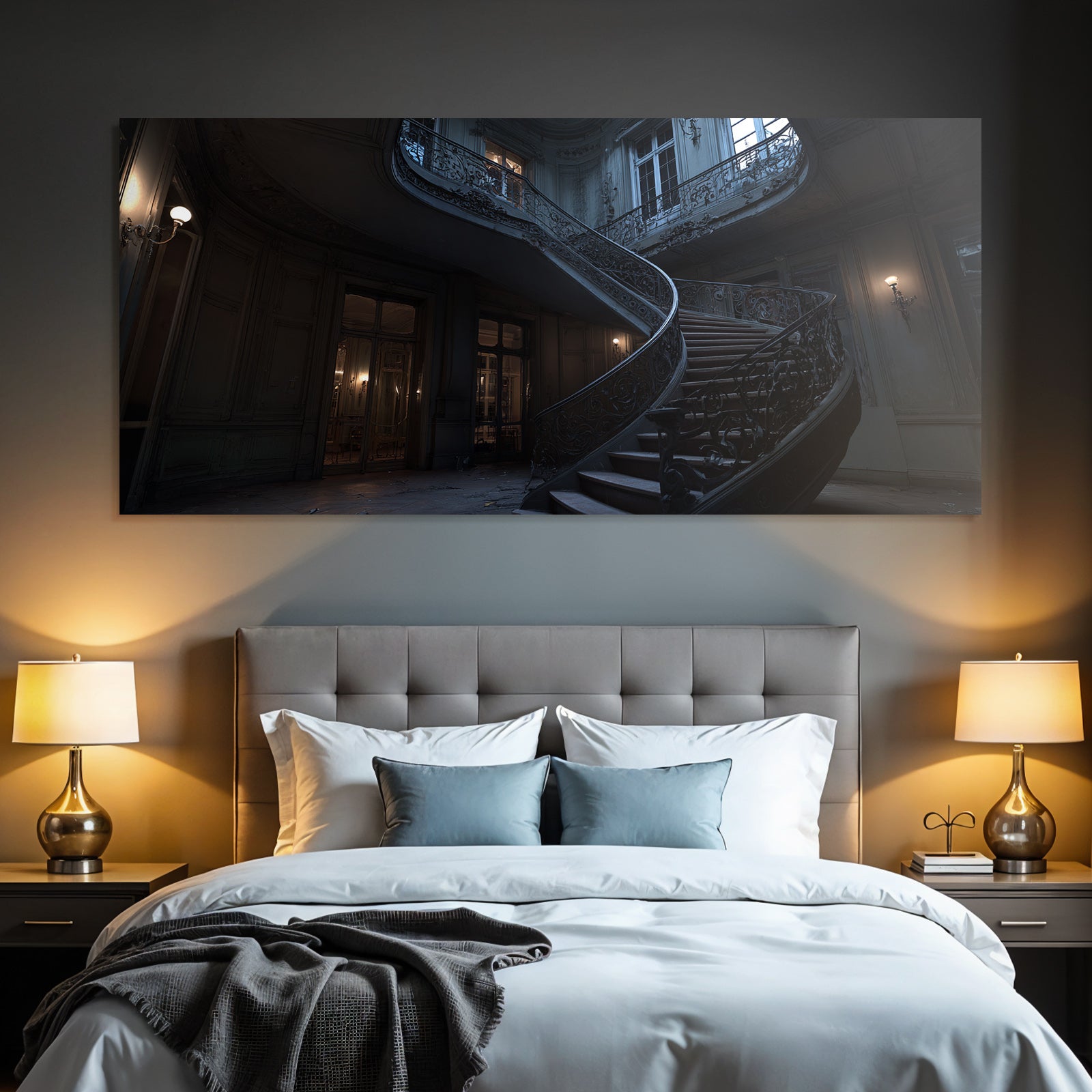 Elegante Spiralfassade Innenansicht Mansion Stiege Mystik