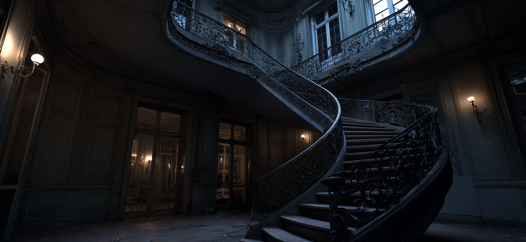 Elegante Spiralfassade Innenansicht Mansion Stiege Mystik | Tueren Treppen und Tore | Architektur