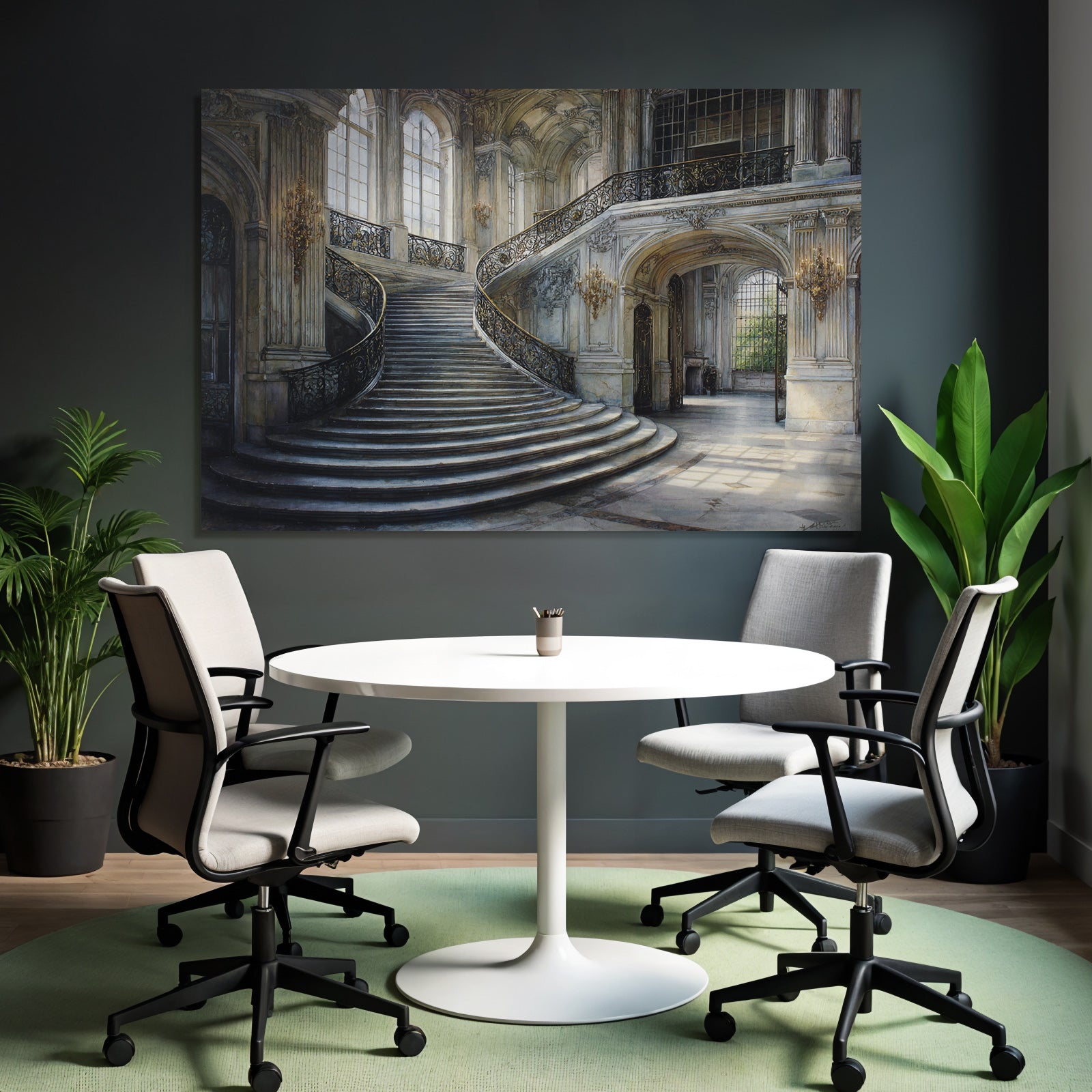 Eleganter Ornamentierter Innenraum Von Einer Prunkvollen Treppe