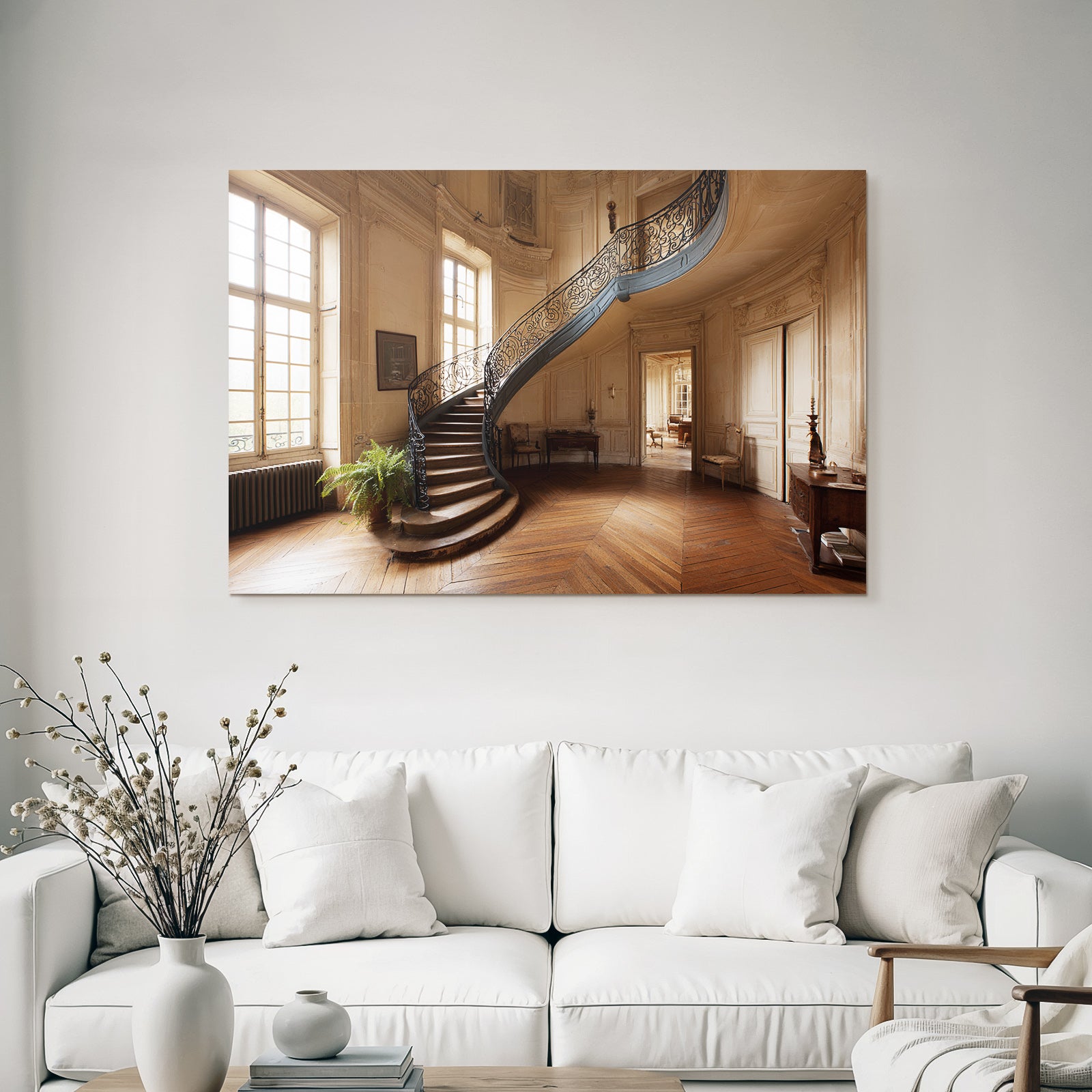 Elegantes Innenraum Mit Grand Staircase Historischer Ästhetik