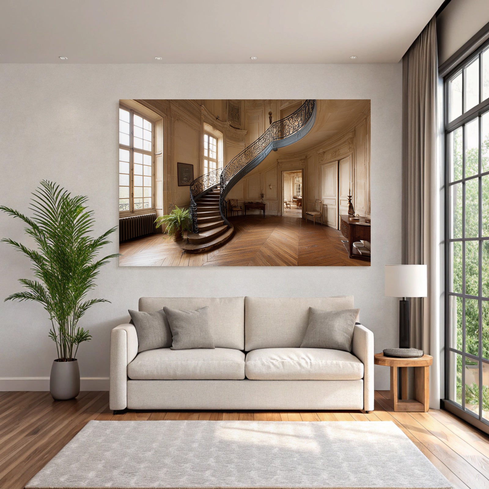 Elegantes Innenraum Mit Grand Staircase Historischer Ästhetik