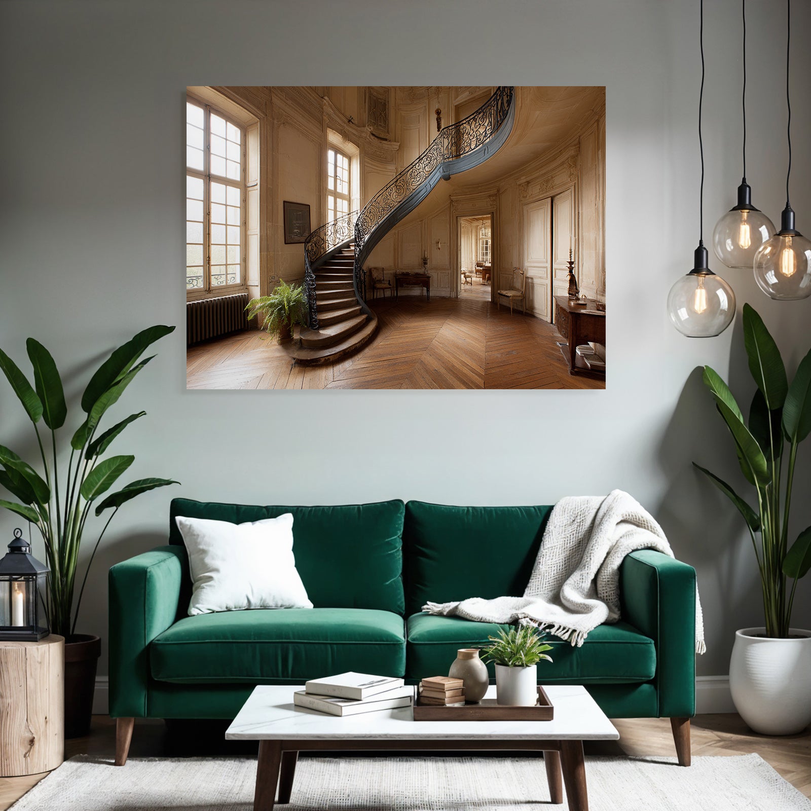 Elegantes Innenraum Mit Grand Staircase Historischer Ästhetik
