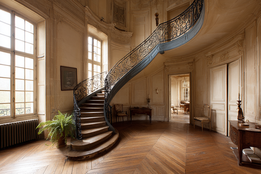 Elegantes Innenraum Mit Grand Staircase Historischer Ästhetik | Tueren Treppen und Tore | Architektur