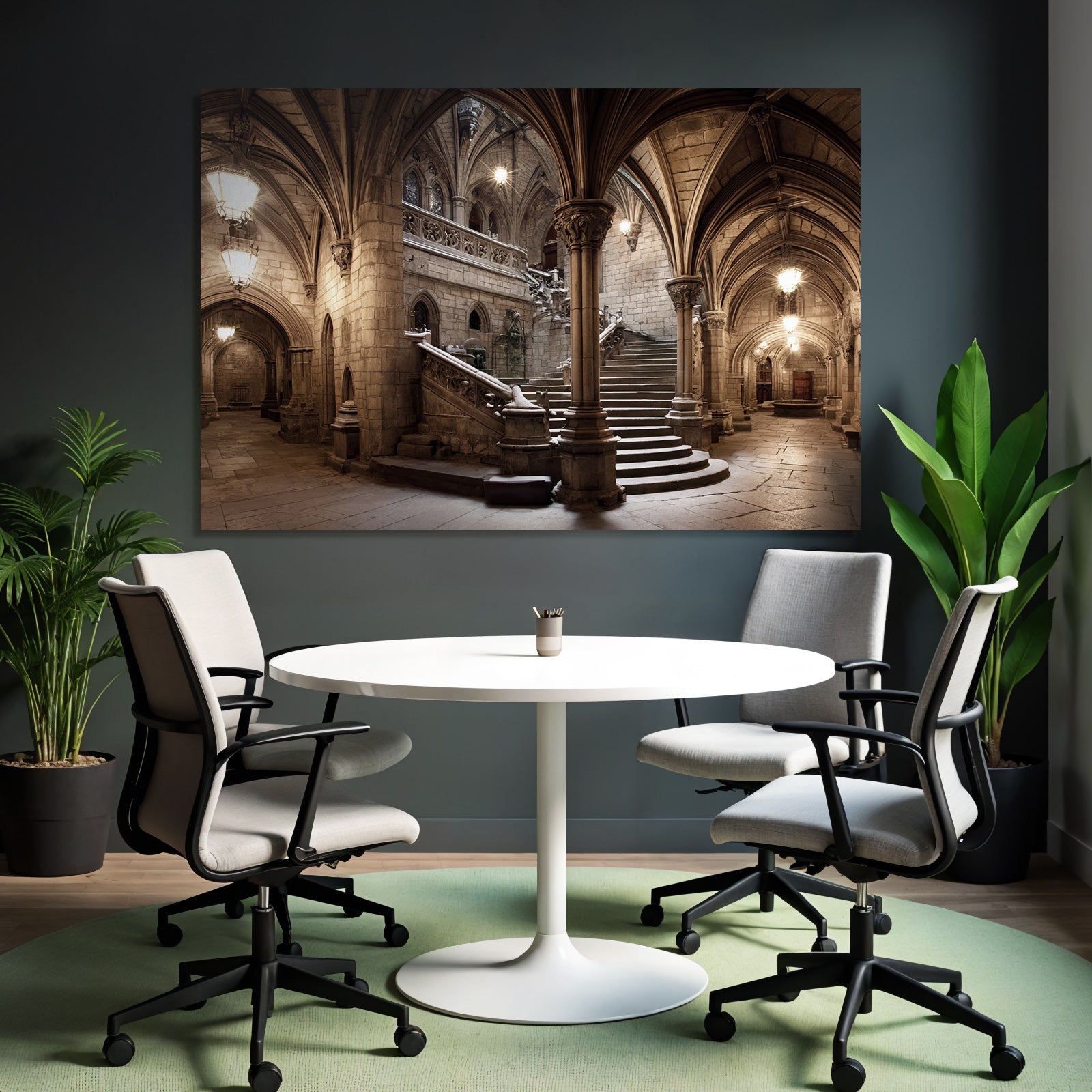 Gothische Grand Hall Mit Stieg Einrichtung