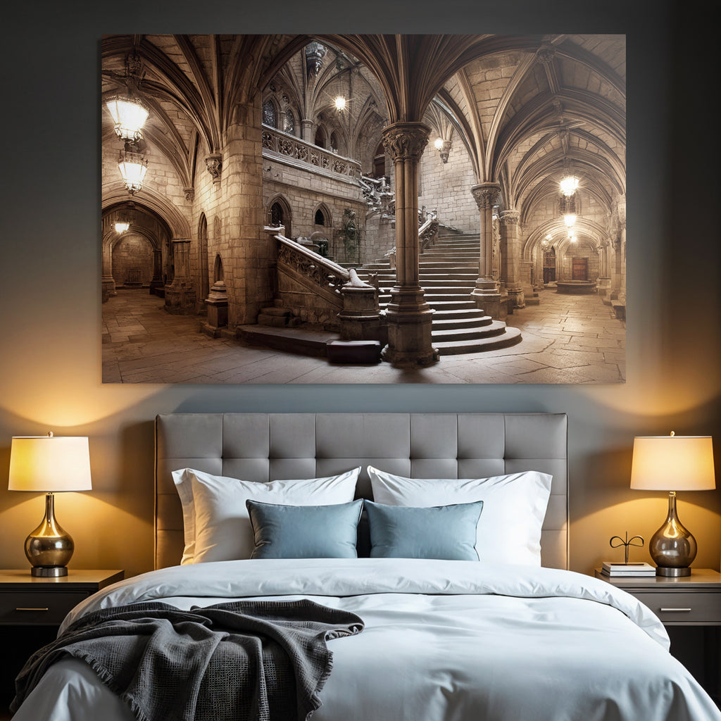Gothische Grand Hall Mit Stieg Einrichtung