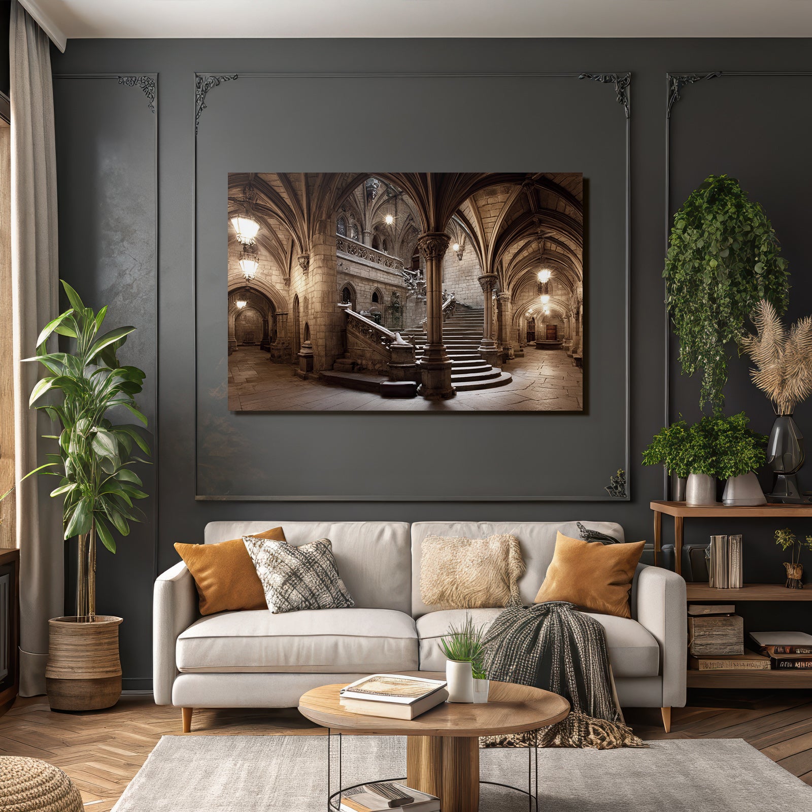 Gothische Grand Hall Mit Stieg Einrichtung