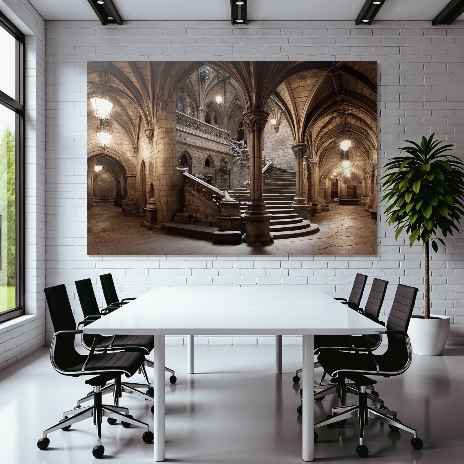 Gothische Grand Hall Mit Stieg Einrichtung