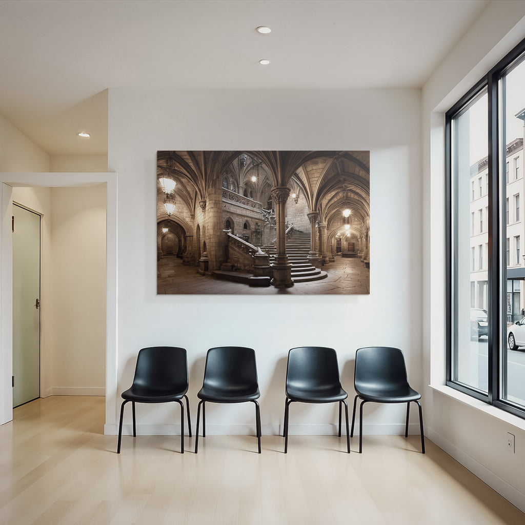 Gothische Grand Hall Mit Stieg Einrichtung