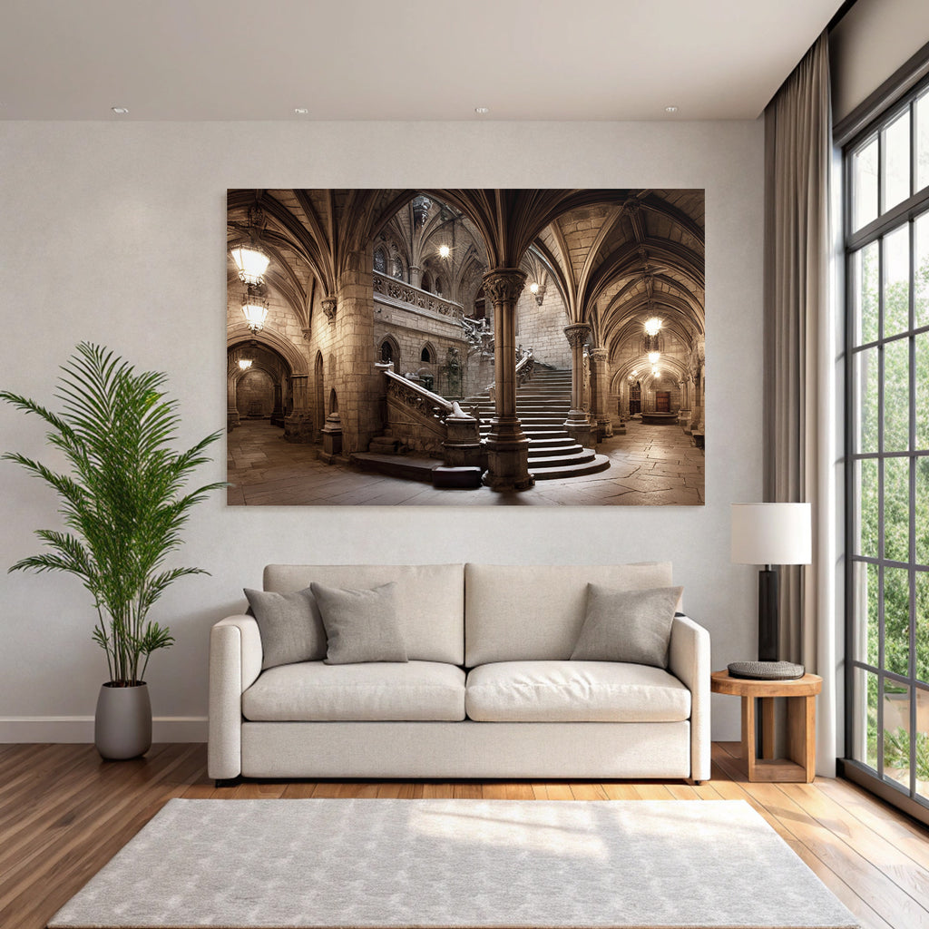 Gothische Grand Hall Mit Stieg Einrichtung