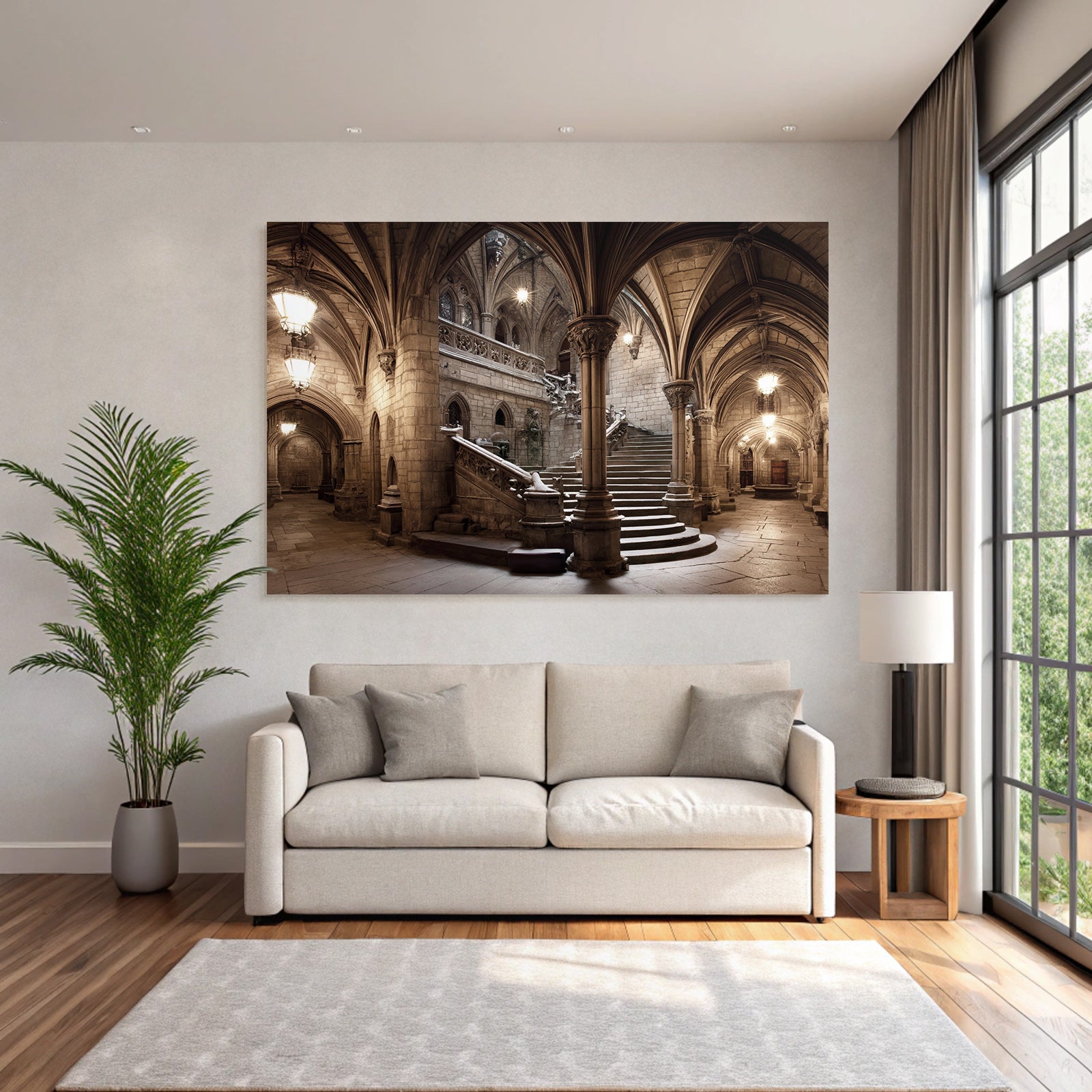Gothische Grand Hall Mit Stieg Einrichtung