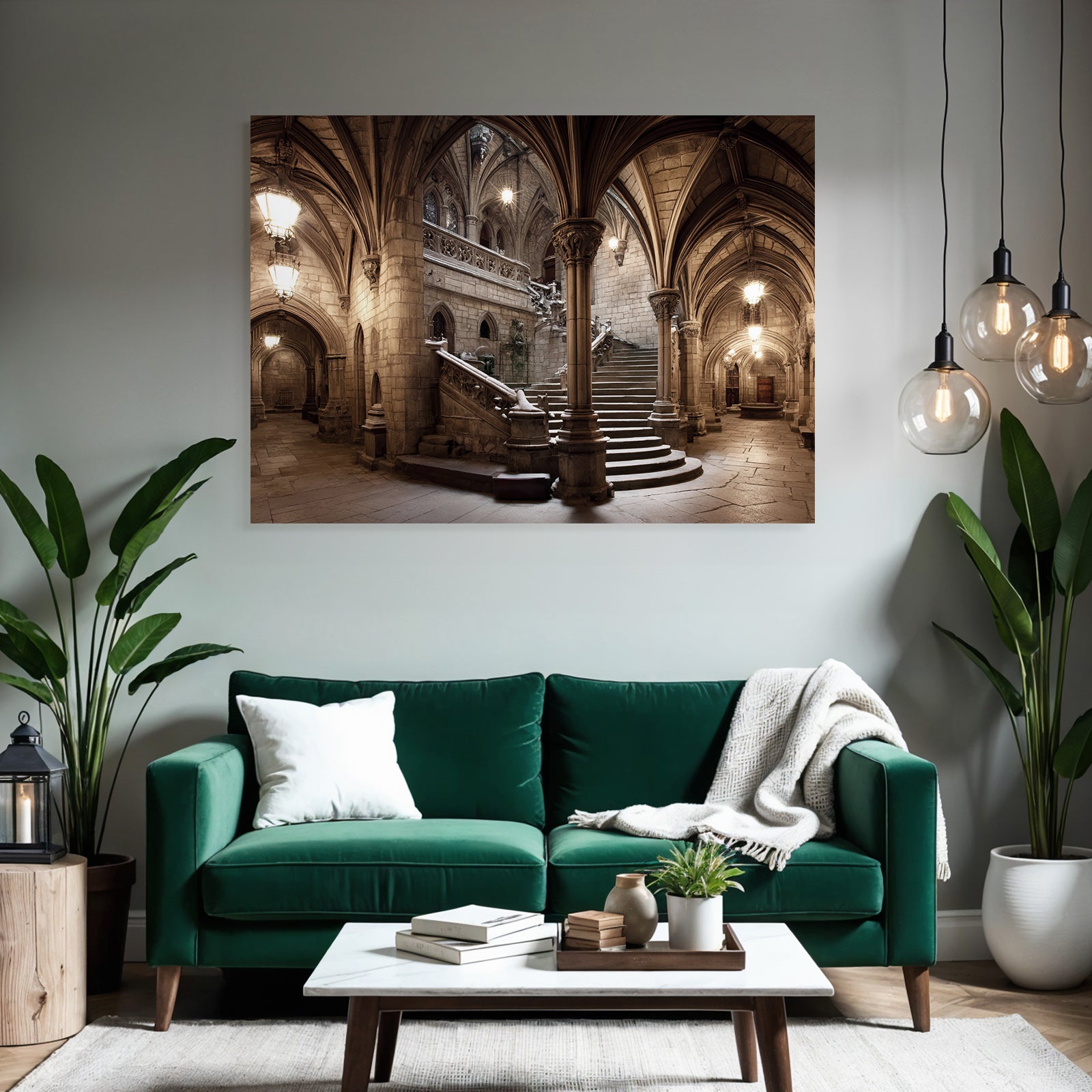 Gothische Grand Hall Mit Stieg Einrichtung