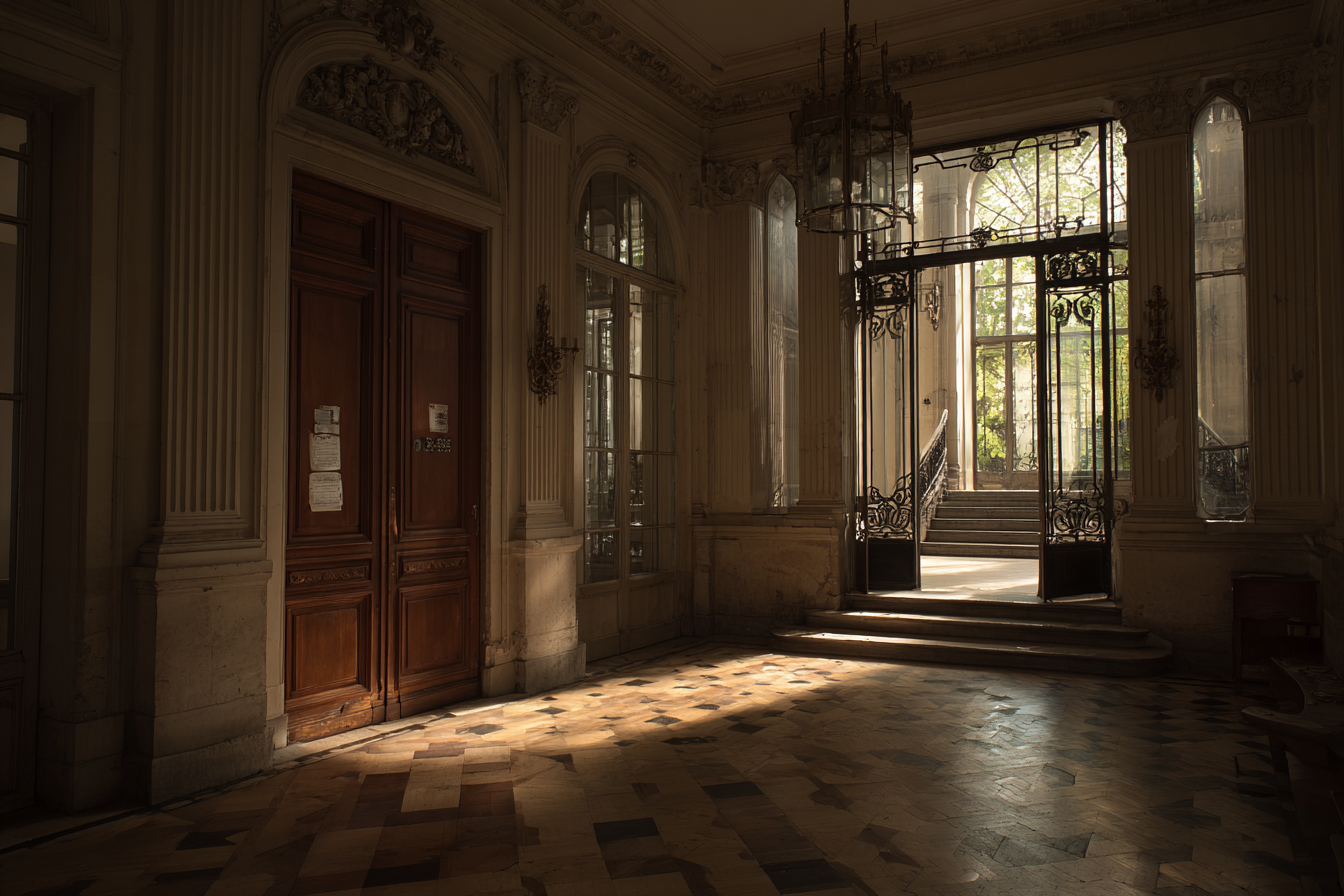 Historisches Gebäude Eingang Halle Mit Chandelier Und Fliesen | Tueren Treppen und Tore | Architektur