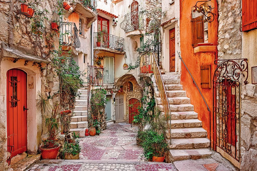 Malerische Gasse Mediterrane Dorf | Tueren Treppen und Tore | Architektur
