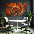 Spiral Staircase Mit Holzschritten Und Orientiertem Geländer Orange Wand Dekoration