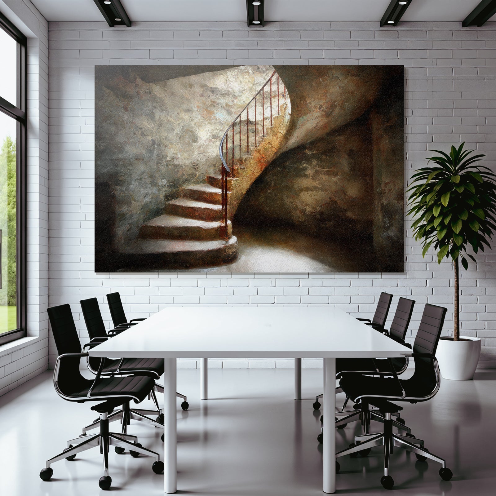 Spiral Staircase Rustikal Dimlicht Enviroment Schritte Steine Metallgeländer