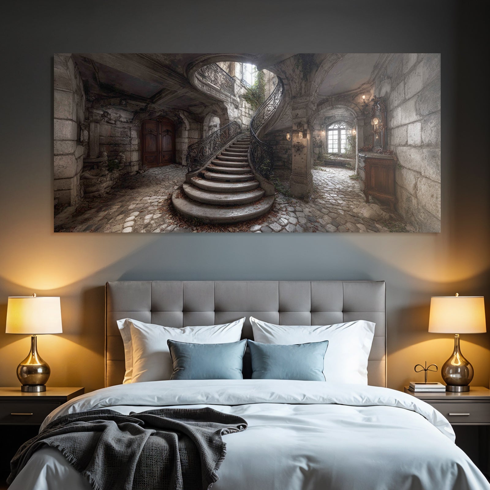 Verlassenes Historisches Innenraum Mit Grand Staircase Und Vinen