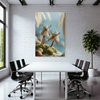 Miniature Windmills In Lush Environment Near Water