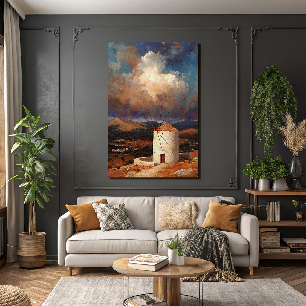 Traditionelle Windmühle Landschaft Bei Sonnenaufgang