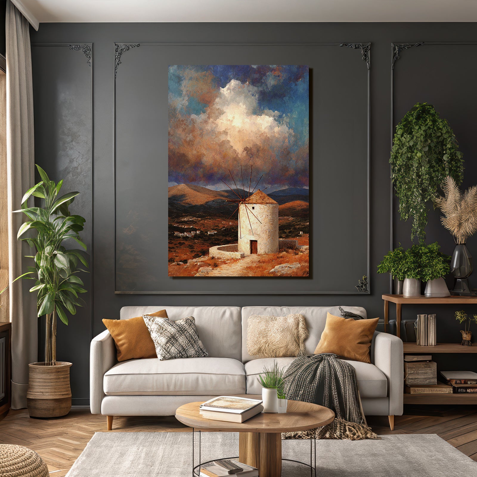 Traditionelle Windmühle Landschaft Bei Sonnenaufgang