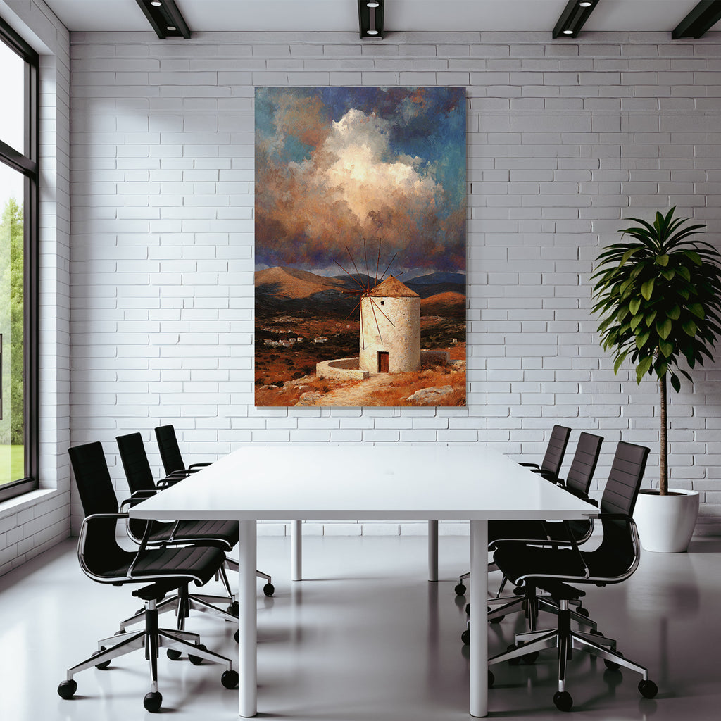 Traditionelle Windmühle Landschaft Bei Sonnenaufgang