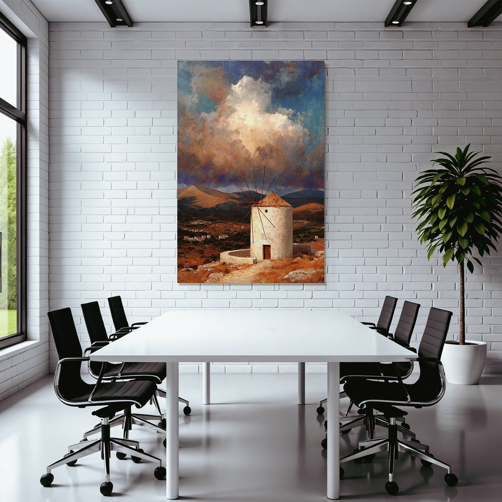 Traditionelle Windmühle Landschaft Bei Sonnenaufgang