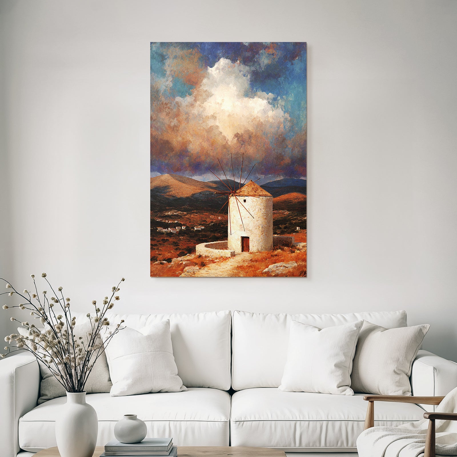Traditionelle Windmühle Landschaft Bei Sonnenaufgang