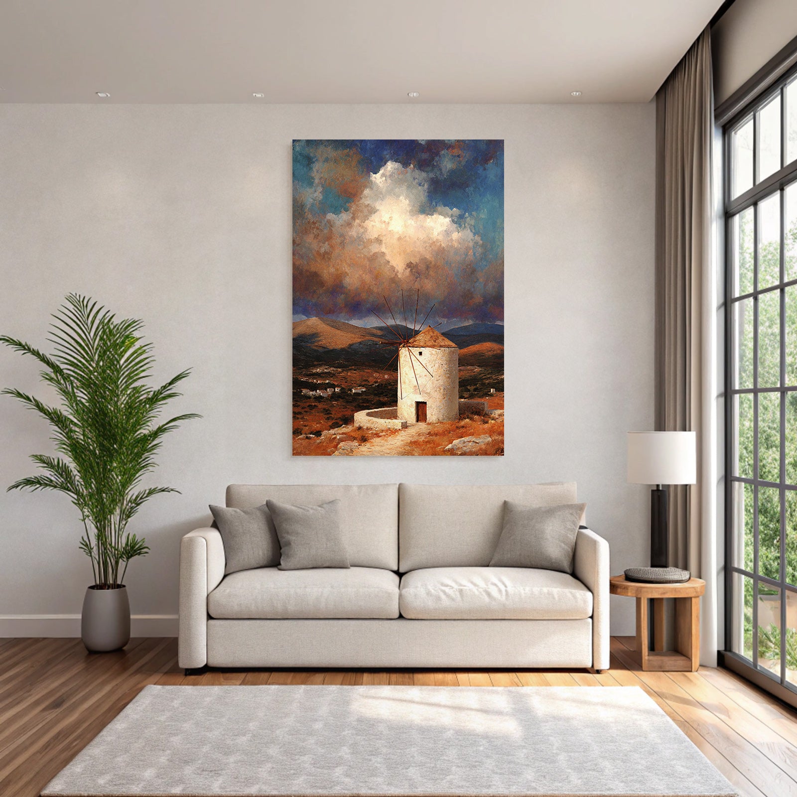 Traditionelle Windmühle Landschaft Bei Sonnenaufgang