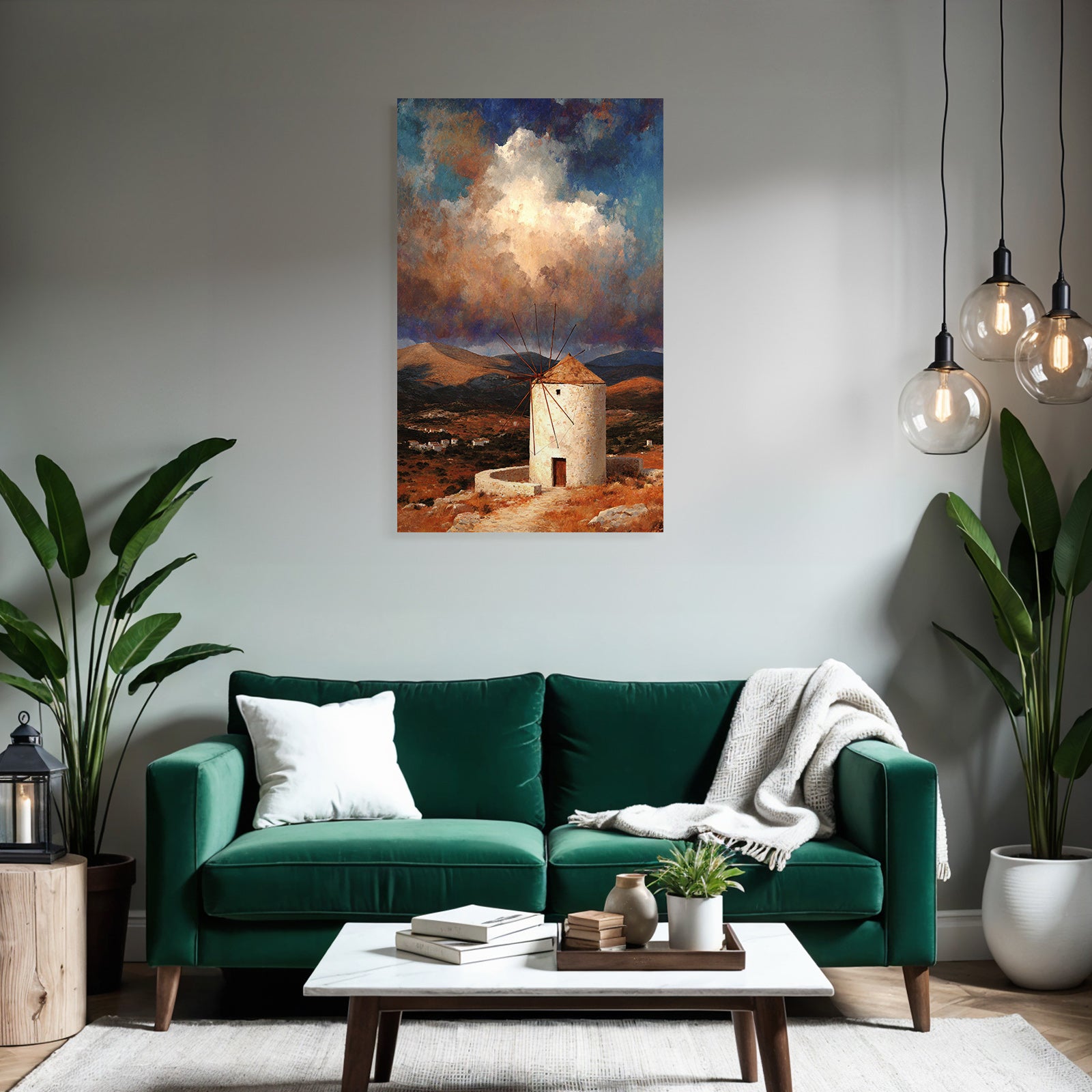 Traditionelle Windmühle Landschaft Bei Sonnenaufgang