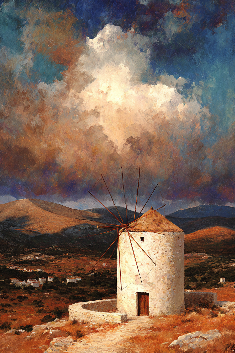 Traditionelle Windmühle Landschaft Bei Sonnenaufgang | Windmuehlen Leuchttuerme Bruecken | Architektur