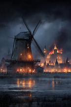 Windmühle Feür In Der Stadt Sturm Und Chaos | Windmuehlen Leuchttuerme Bruecken | Architektur