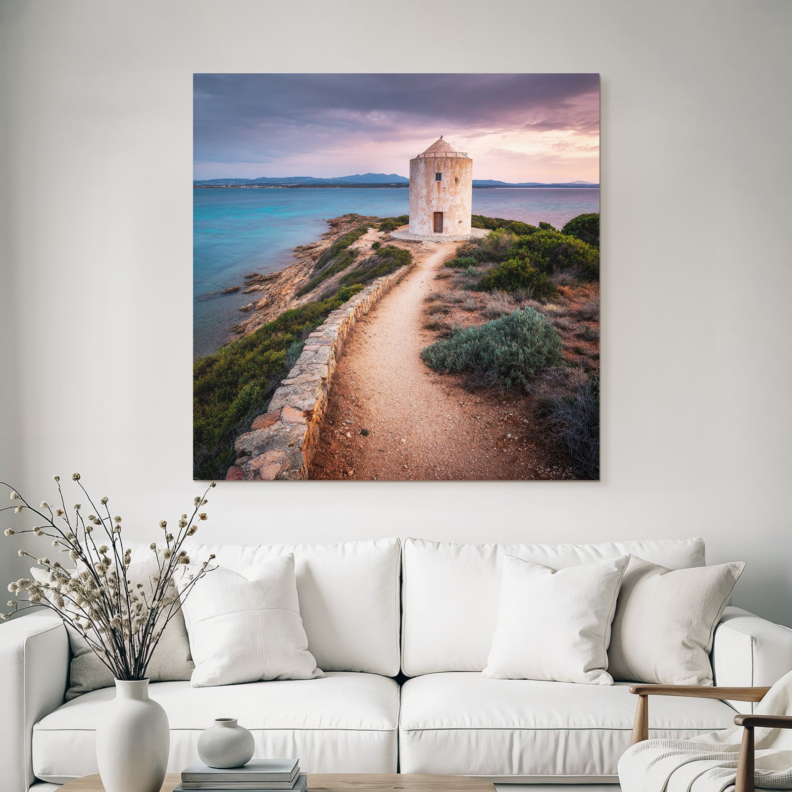 K C3 BCstenlandschaft Mit Alleinstehendem Windrad Und Meer