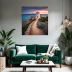 K C3 BCstenlandschaft Mit Alleinstehendem Windrad Und Meer