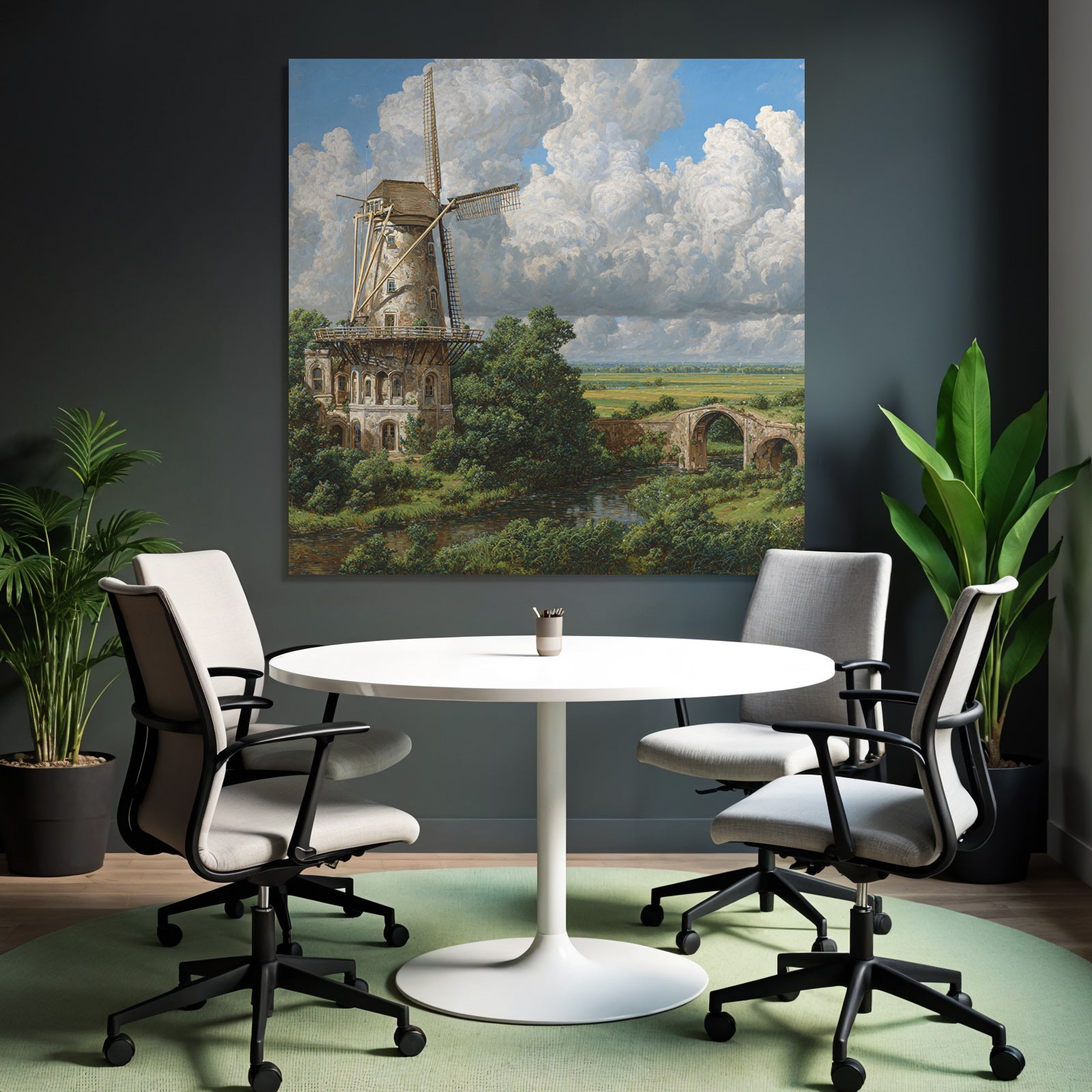 Malerische Landschaft Mit Windmühle Und Fluss
