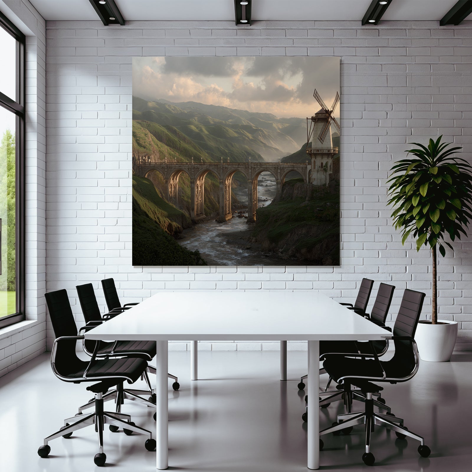 Steinerne Brülle Und Windmühle Im Landschaftsbild