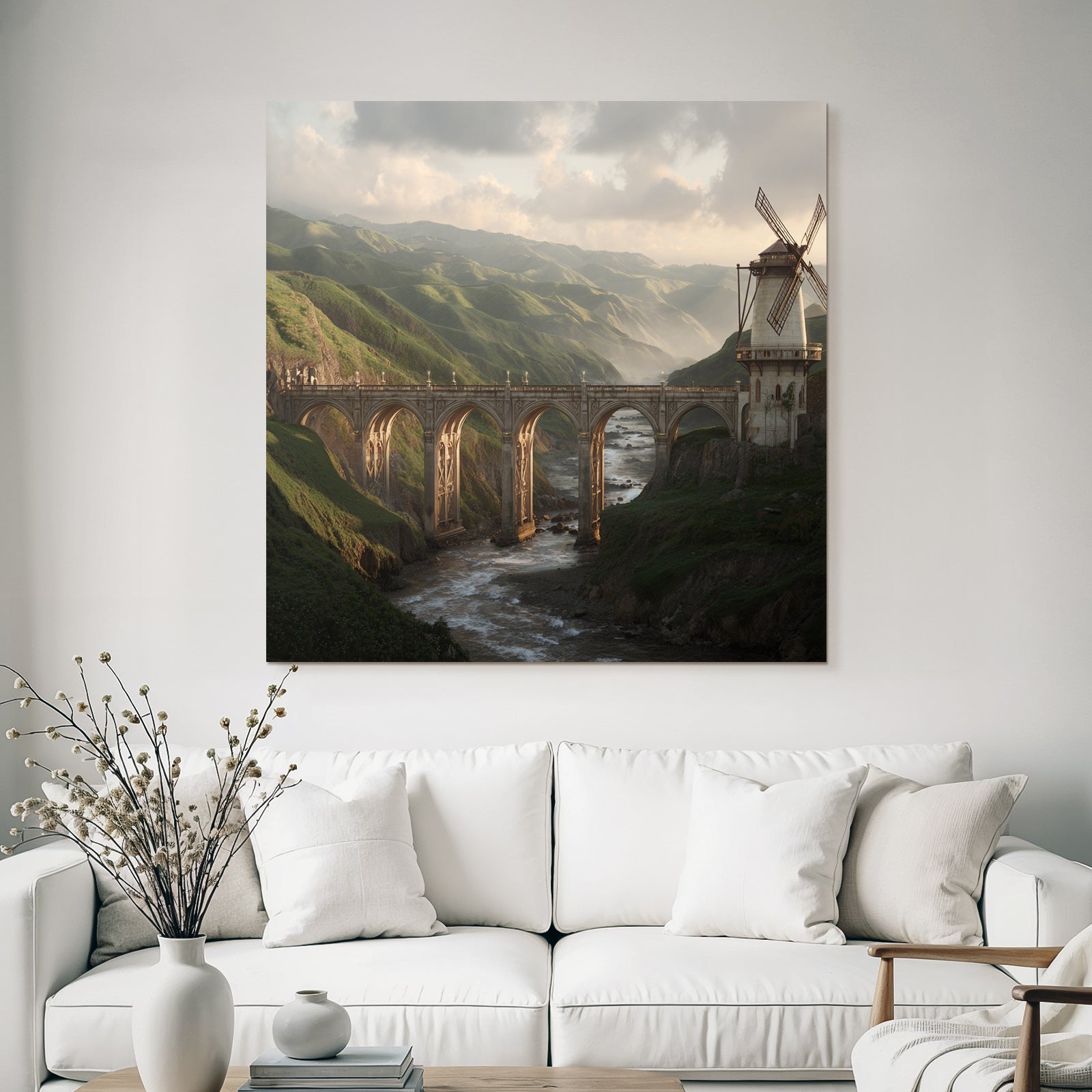 Steinerne Brülle Und Windmühle Im Landschaftsbild