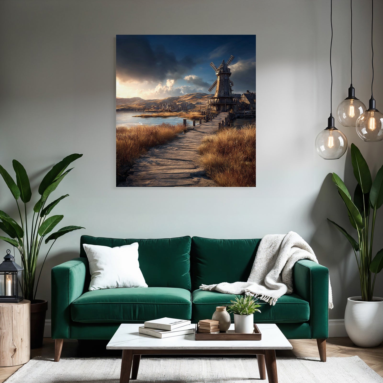 Windmühle Am Wasser Bei Sonnenaufgang Oder Sonnenuntergang