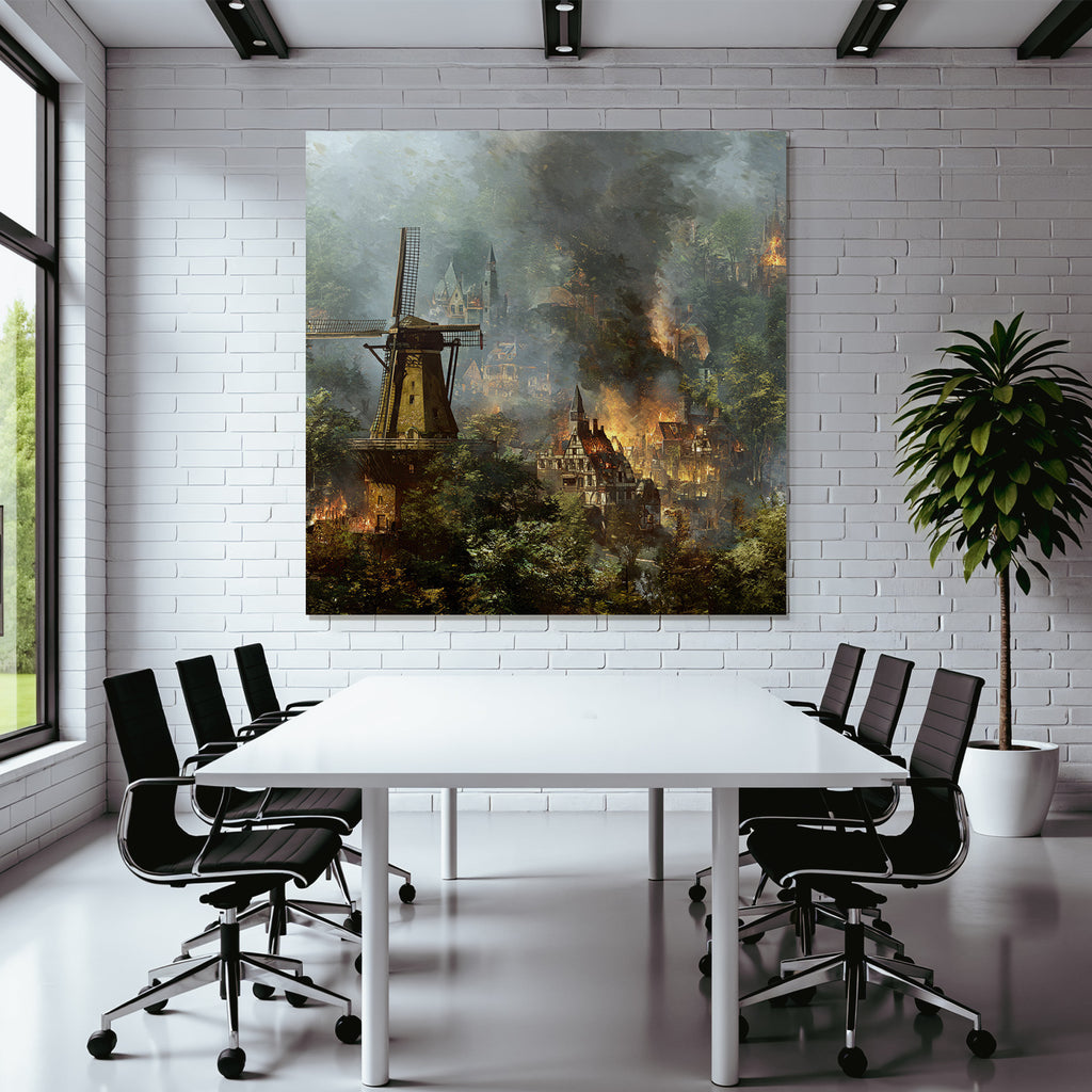 Windmühle Feür Und Rauch In Der Stadt