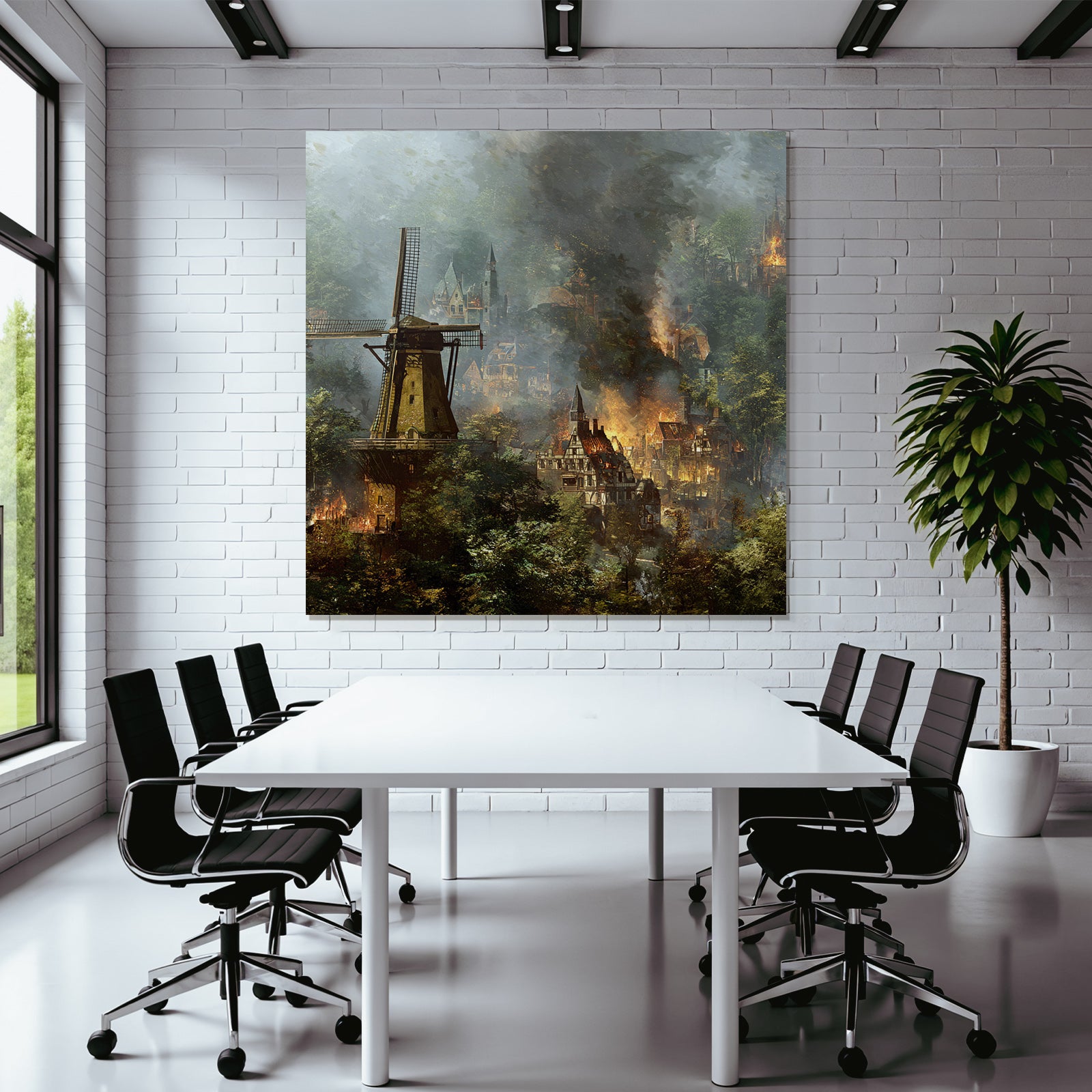 Windmühle Feür Und Rauch In Der Stadt