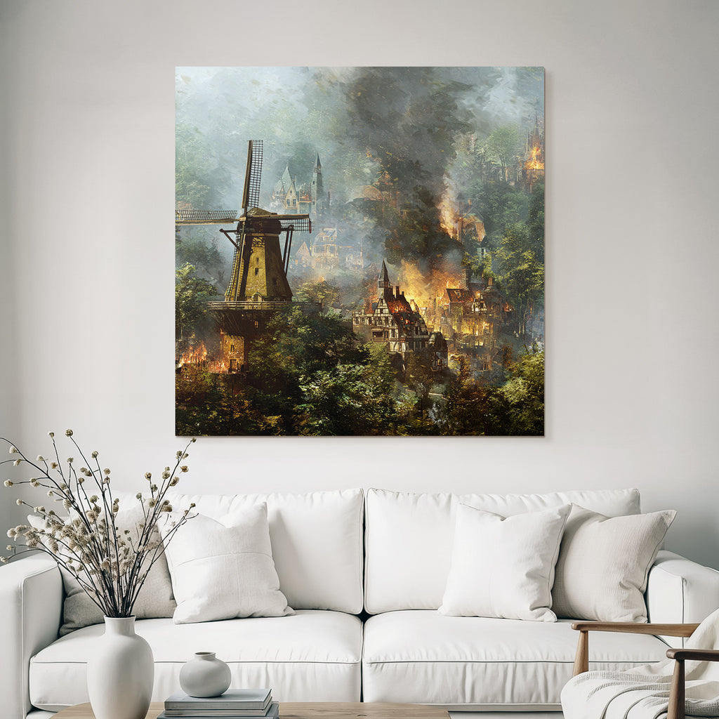 Windmühle Feür Und Rauch In Der Stadt